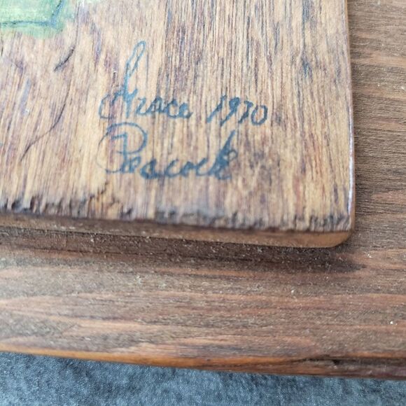 VINTAGE WOOD CARVED HAND PAINTED BUTTERFLY WALL ART 5x5 - Picture 4 of 5